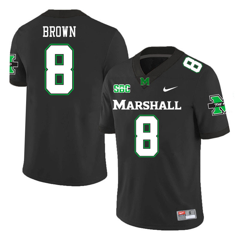 Men #8 Bralon Brown Marshall Thundering Herd SBC Conference College Football Jerseys Stitched-Black